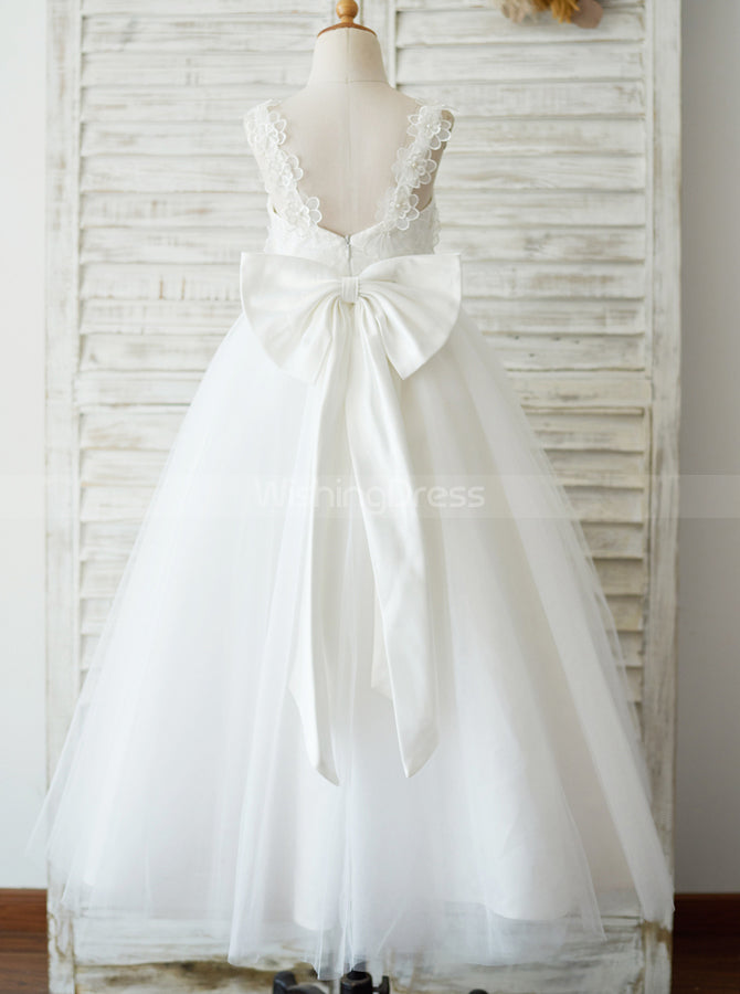 White Full Length Flower Girl Dresses,Tulle Fall Flower Girl Dress,FD00092, Child8 / Ivory White Full Length Flower Girl Dresses,Tulle Fall Flower Girl Dress,FD00092, Child8 / Ivory