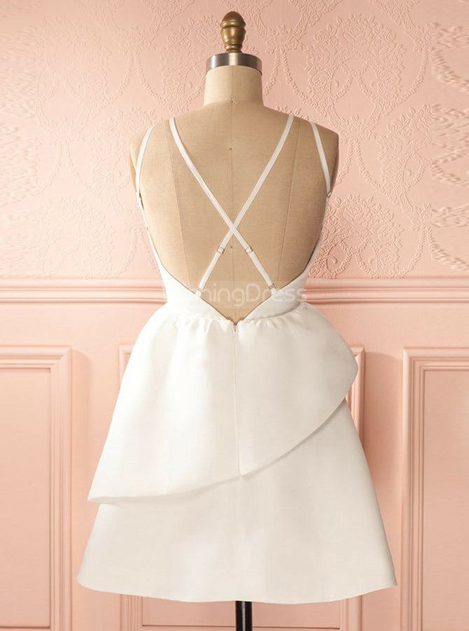 white christmas dresses Glitter White Sequined Short Homecoming Dress – FancyVestido main image 0