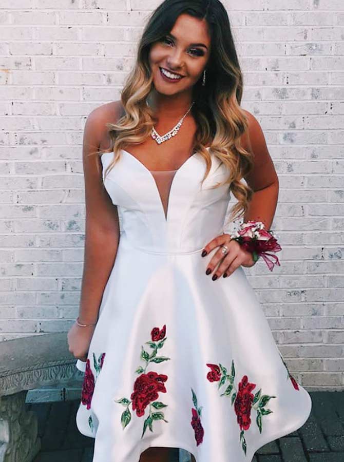 White floral homecoming dress on sale