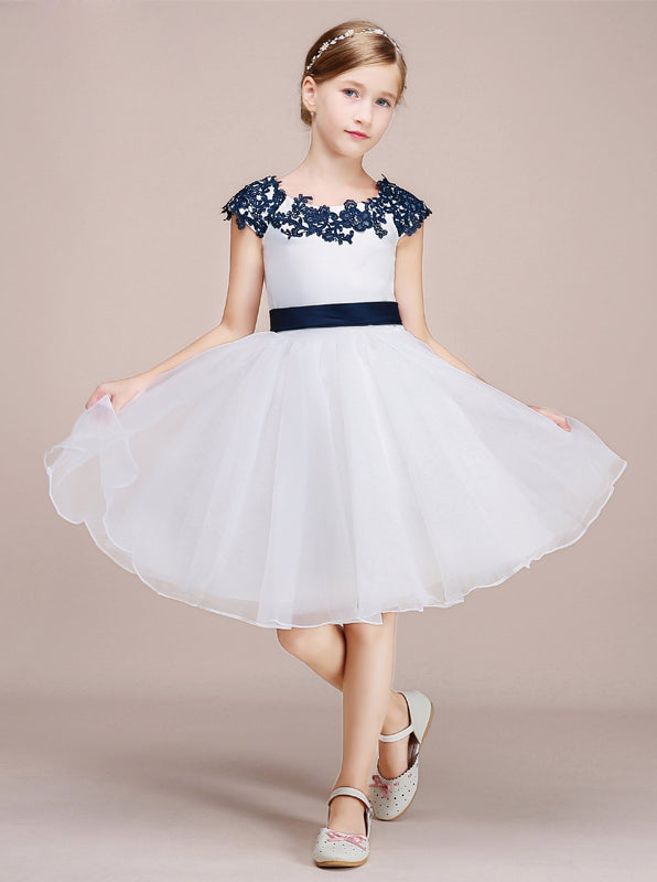 White Short Junior Bridesmaid Dresses,Simple Junior Party Dress,Flower Girl Dress with Belt,JB00027, J12 / Coral White Short Junior Bridesmaid Dresses,Simple Junior Party Dress,Flower Girl Dress with Belt,JB00027, J12 / Coral