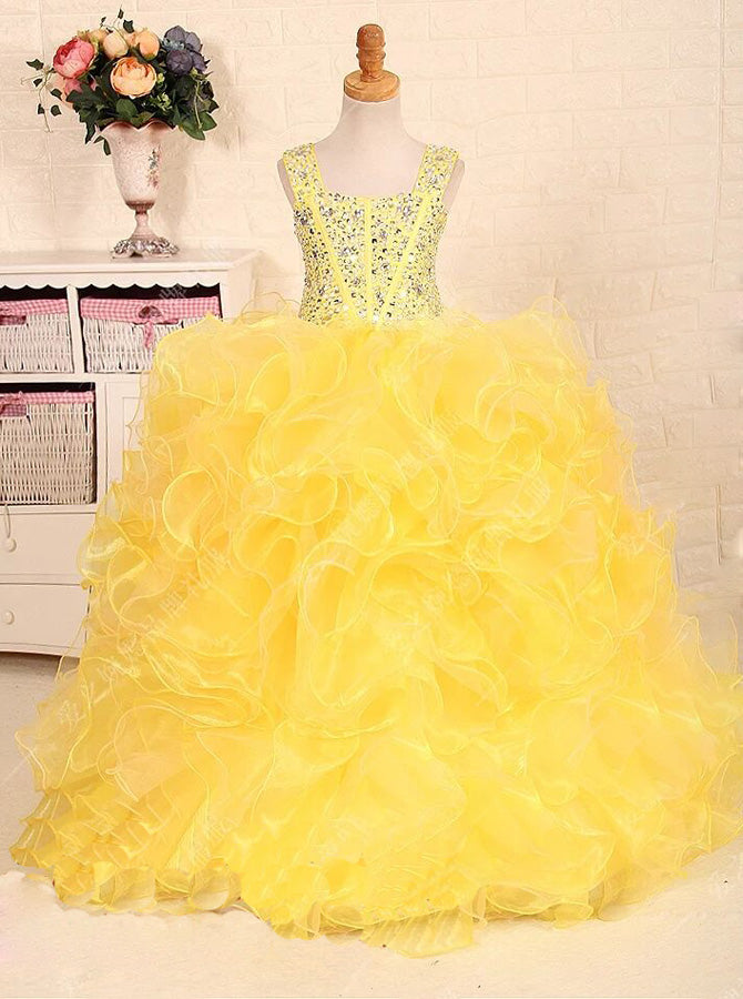 Yellow Little Princess Gowns,Ruffled Stunning Little Girls Pageant Dresses,GPD0050, J10 / Red Yellow Little Princess Gowns,Ruffled Stunning Little Girls Pageant Dresses,GPD0050, J10 / Red
