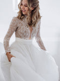 Elegant Long Sleeve Wedding Dress,Destination Bridal Gown,WD00947