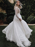 Elegant Long Sleeve Wedding Dress,Destination Bridal Gown,WD00947