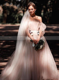 Off The Shoulder A-line Wedding Dress,Romantic Bridal Dress,WD00949
