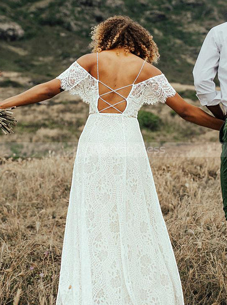 Lace Beach Wedding Dress,Lace Up Back Destination Wedding Dress,WD00954