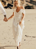 Lace Beach Wedding Dress,Lace Up Back Destination Wedding Dress,WD00954
