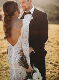 Long Sleeve Lace Wedding Dress,Backless Wedding Dress,WD00955