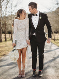 Long Sleeve Lace Wedding Dress,Backless Wedding Dress,WD00955