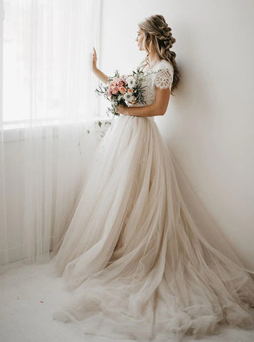 A-line Destination Wedding Dress,Boho Wedding Dress,WD00958