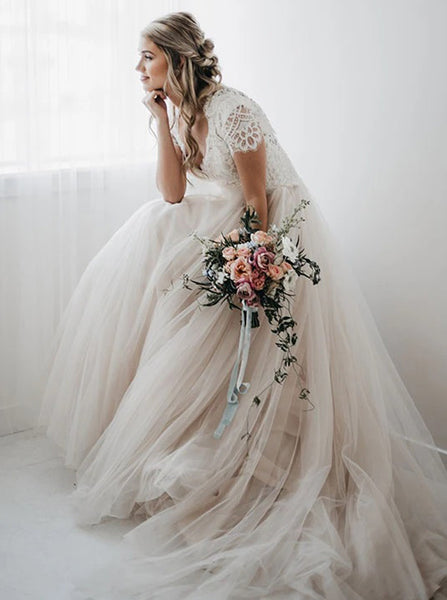 A-line Destination Wedding Dress,Boho Wedding Dress,WD00958