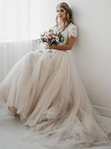 A-line Destination Wedding Dress,Boho Wedding Dress,WD00958