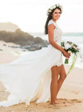 Sheath Destination Wedding Dress,Open Back Beach Wedding Dress,WD00959