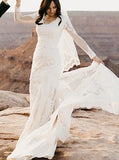 Fitted Lace-appliqued Wedding Dress,Modest Bridal Dress With Sleeve,WD00961