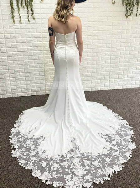 Sweetheart Neckline Bridal Dress,Stretch Crepe Wedding Dress,WD00969