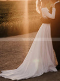 Simple Wedding Dress Open Back,Long Sleeve Wedding Gown,WD00970