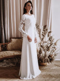 Floor Length Wedding Dress With Sleeve,Modest Bridal Dress,WD00978