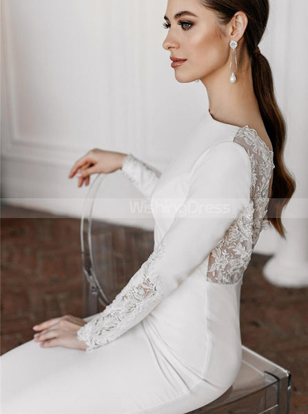 Fit And Flare Wedding Dress,V Back Wedding Dress,WD00980