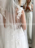 Romantic V-neck Wedding Dress,Fairytales Bridal Gown,WD00981