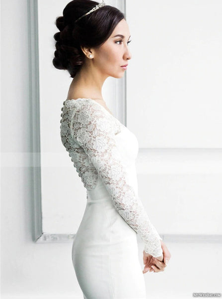 Modest Trumpet Wedding Dress,Long Sleeve Bridal Dress,WD00984