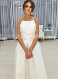 Modern Satin Wedding Dress,Ankle Length Destination Wedding Dress,WD00987