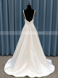 A-line Satin Wedding Dress,Simple Bridal Dress,WD00998