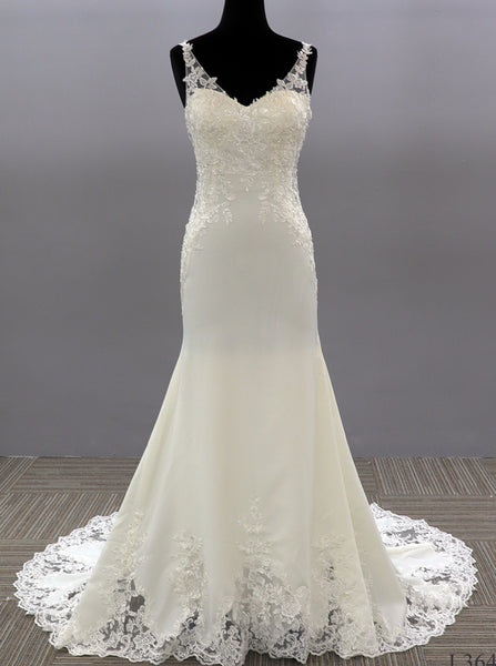 Open Back Wedding Dress,Fit And Flare Bridal Dress With Cutaway Train,WD01000