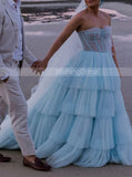 SkyBlue Sweetheart Neckline Wedding Dress,Layered Skirt Dreamy Wedding Dress,WD01004