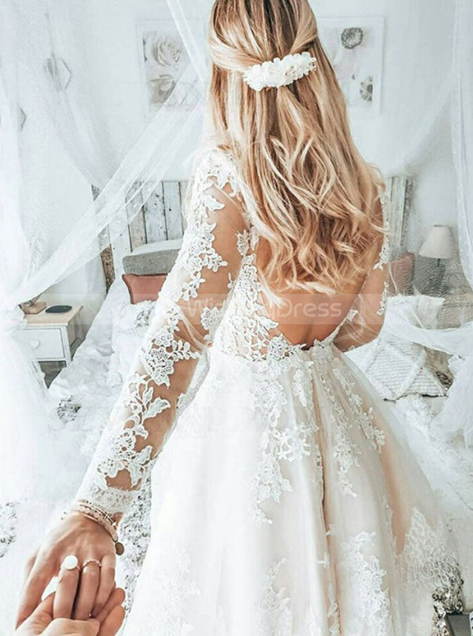 A-line Wedding Dress Open Back,Short Wedding Reception Dress,WD01005, US24W / Ivory A-line Wedding Dress Open Back,Short Wedding Reception Dress,WD01005, US24W / Ivory