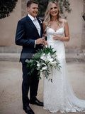 Fitted Lace Wedding Dress,Spaghetti Straps Bridal Dress,WD01007