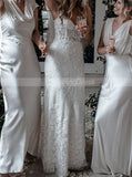 Fitted Lace Wedding Dress,Spaghetti Straps Bridal Dress,WD01007