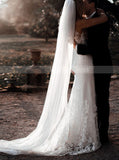 Fitted Lace Wedding Dress,Spaghetti Straps Bridal Dress,WD01007