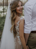 A-line V-neck Wedding Dress,Destination Wedding Dress,WD01011