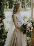 A-line V-neck Wedding Dress,Destination Wedding Dress,WD01011