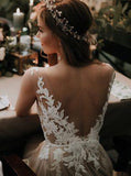 A-line V-neck Wedding Dress,Destination Wedding Dress,WD01011