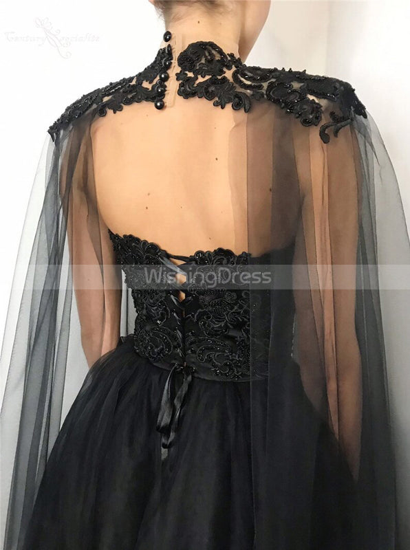 Black Wedding Dress With Cape Sleeve,Floor Length Black Bridal Gown,WD01013, US22W / Ivory Black Wedding Dress With Cape Sleeve,Floor Length Black Bridal Gown,WD01013, US22W / Ivory
