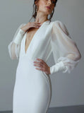 Modern Trumpet Wedding Dress,Open Back Wedding Dress,WD01016