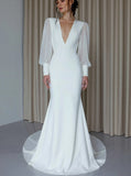 Modern Trumpet Wedding Dress,Open Back Wedding Dress,WD01016