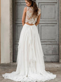 Two Piece Chiffon Wedding Dress,Beach Wedding Dress,WD01026