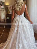 Elegant A-line Wedding Dress,Lace-appliqued Bridal Gown With Pockets,WD01029