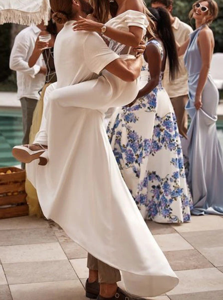 Off The Shoulder Wedding Dress,See Through Bridal Gown,WD01045