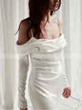 Soft Satin Wedding Dress,Spaghetti Straps Bridal Gown,WD01047