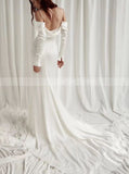 Soft Satin Wedding Dress,Spaghetti Straps Bridal Gown,WD01047