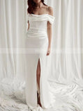 Soft Satin Wedding Dress,Spaghetti Straps Bridal Gown,WD01047