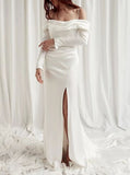 Soft Satin Wedding Dress,Spaghetti Straps Bridal Gown,WD01047