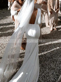 Stretch Crepe Long Sleeve Wedding Dress,Fitted Backless Bridal Gown,WD01050