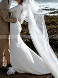 Stretch Crepe Long Sleeve Wedding Dress,Fitted Backless Bridal Gown,WD01050
