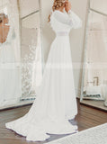 Boho Wedding Dress With Bishop Sleeves,V Back Destination Wedding Dress,WD01051