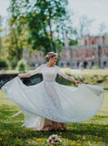 A-line Lace Wedding Dress,Cutout Back Bridal Dress With Sash,WD01053
