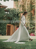 Boho Chiffon Wedding Dress,Bishop Sleeves Bridal Gown,WD01054