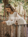 Boho Chiffon Wedding Dress,Bishop Sleeves Bridal Gown,WD01054